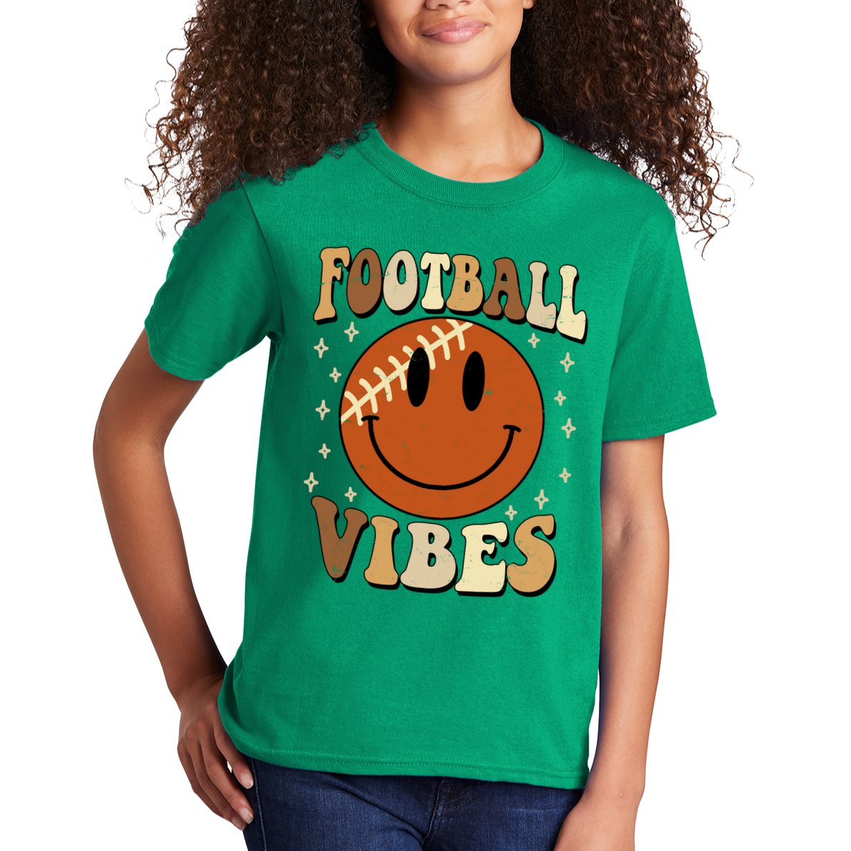 Football Vibes Smile Face Retro Kids T-Shirt