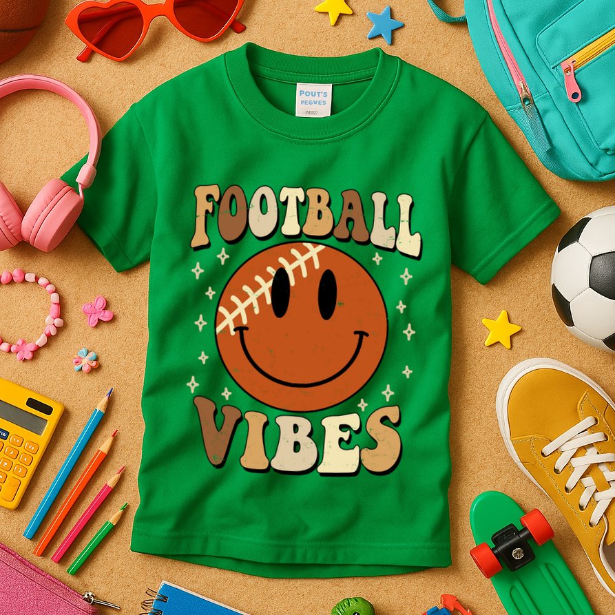Football Vibes Smile Face Retro Kids T-Shirt