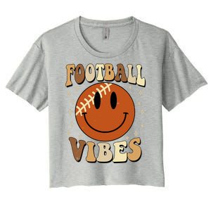 Football Vibes Smile Face Retro Women's Crop Top Tee