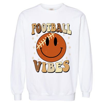 Football Vibes Smile Face Retro Garment-Dyed Sweatshirt