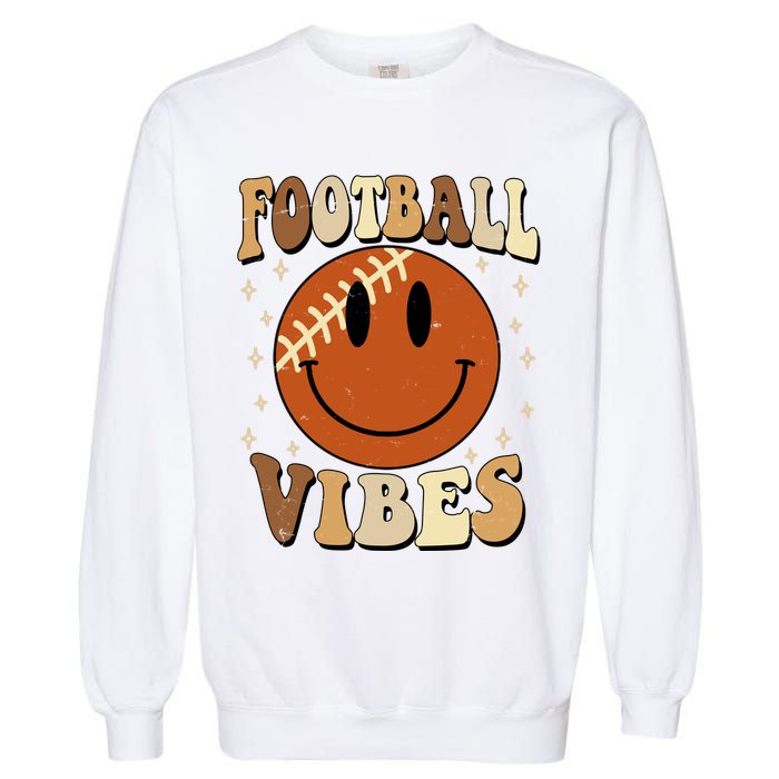Football Vibes Smile Face Retro Garment-Dyed Sweatshirt
