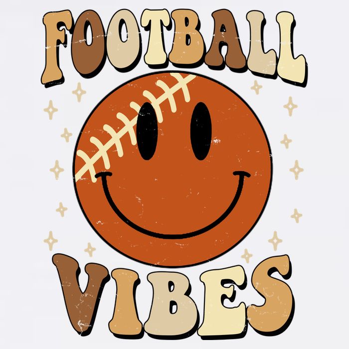 Football Vibes Smile Face Retro Garment-Dyed Sweatshirt