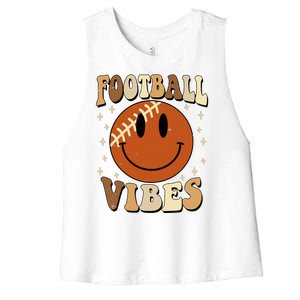 Football Vibes Smile Face Retro Women's Racerback Cropped Tank