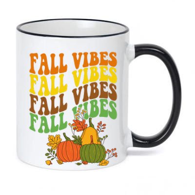 Fall Vibes Season Retro Pumpkin 11oz Black Color Changing Mug