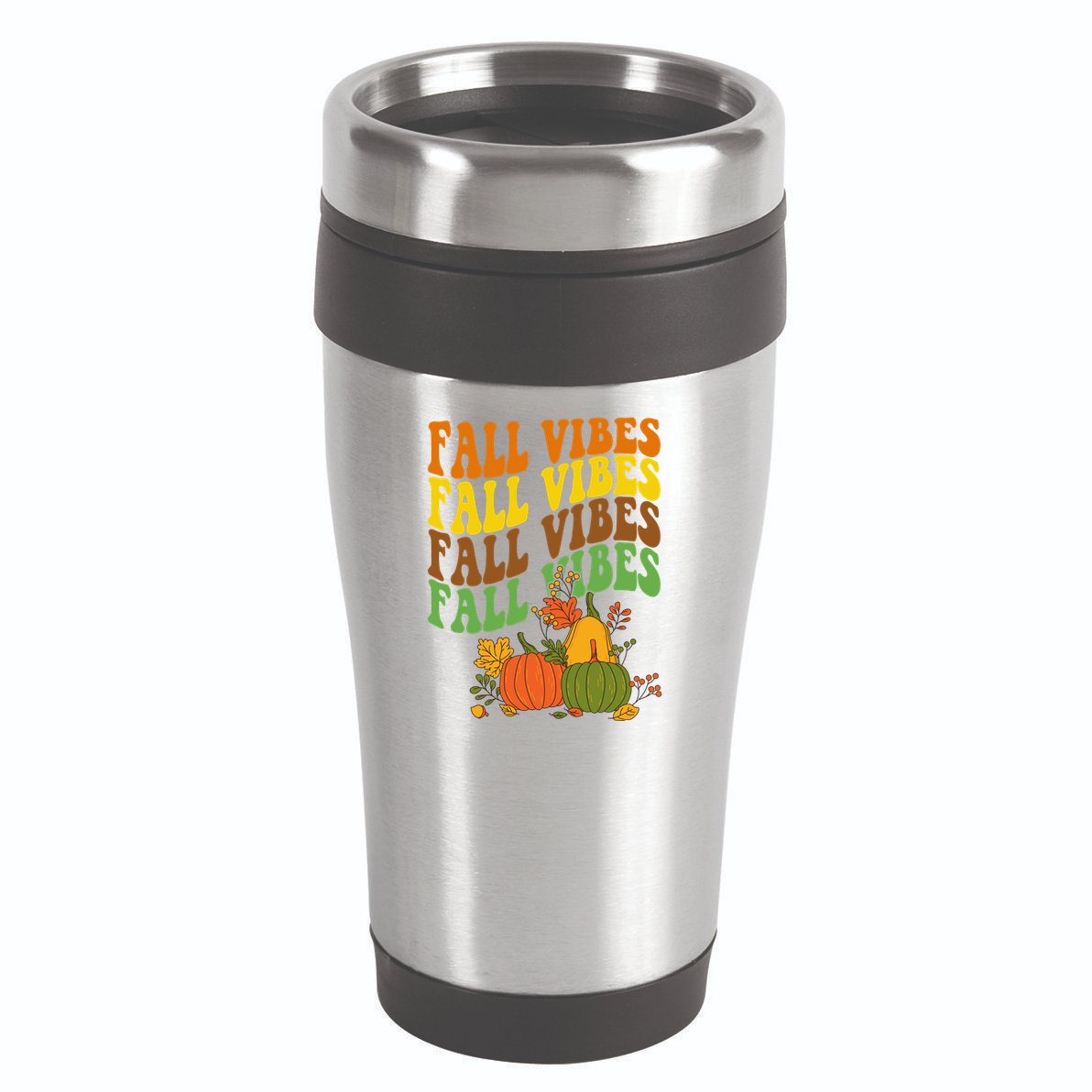 Fall Vibes Season Retro Pumpkin 16oz Travel Tumbler