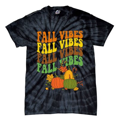 Fall Vibes Season Retro Pumpkin Tie-Dye T-Shirt