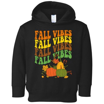 Fall Vibes Season Retro Pumpkin Toddler Hoodie