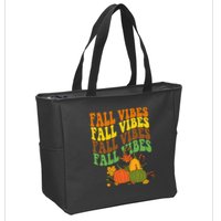 Fall Vibes Season Retro Pumpkin Zip Tote Bag