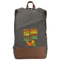 Fall Vibes Season Retro Pumpkin Cotton Canvas Backpack