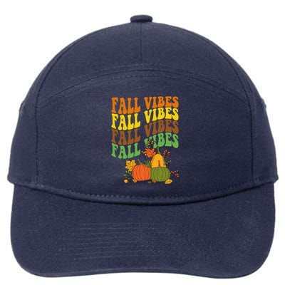 Fall Vibes Season Retro Pumpkin 7-Panel Snapback Hat