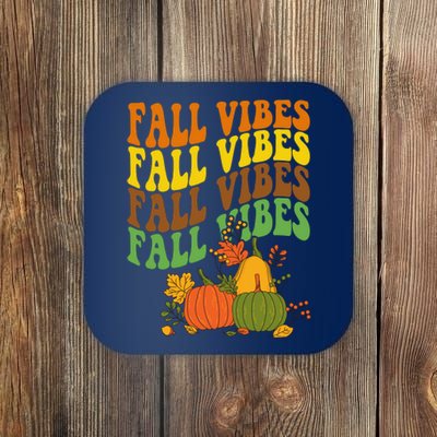 Fall Vibes Season Retro Pumpkin Coaster