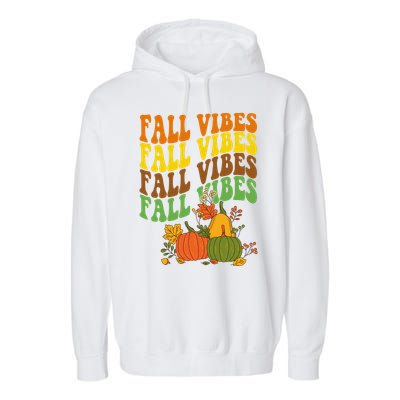 Fall Vibes Season Retro Pumpkin Garment-Dyed Fleece Hoodie