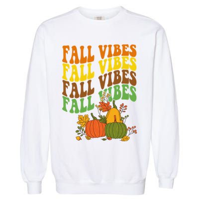 Fall Vibes Season Retro Pumpkin Garment-Dyed Sweatshirt