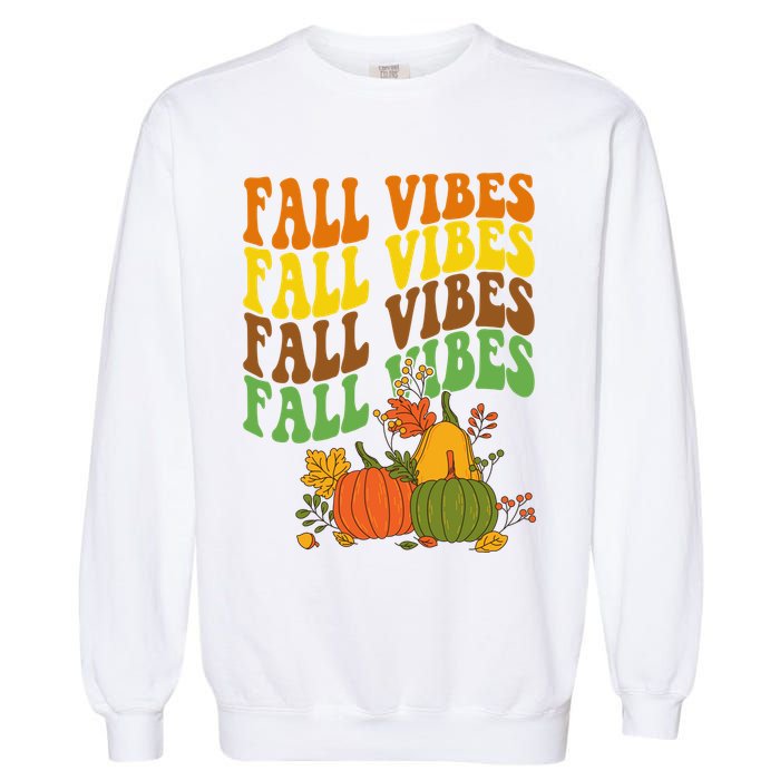 Fall Vibes Season Retro Pumpkin Garment-Dyed Sweatshirt