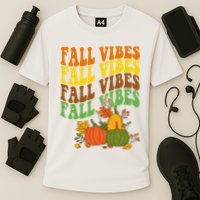 Fall Vibes Season Retro Pumpkin Performance Shirt