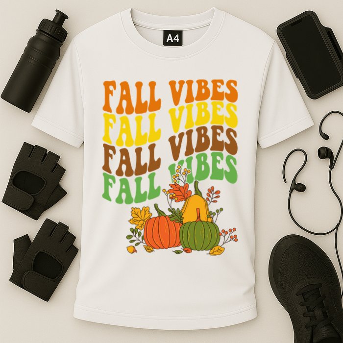 Fall Vibes Season Retro Pumpkin Performance Shirt