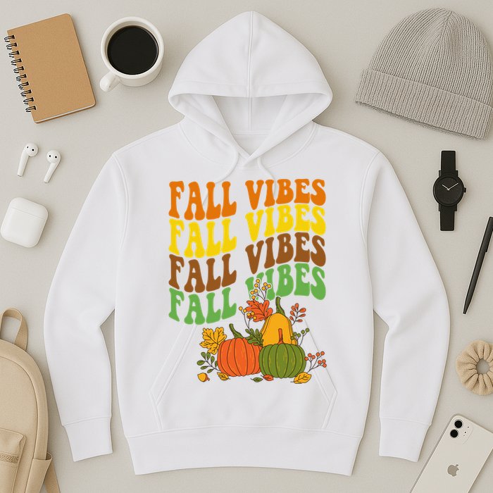 Fall Vibes Season Retro Pumpkin Hoodie