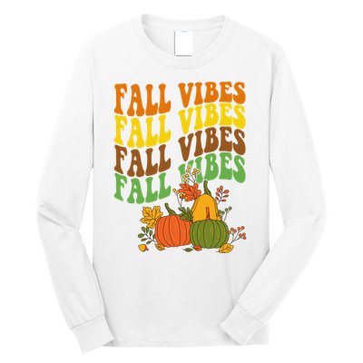 Fall Vibes Season Retro Pumpkin Long Sleeve Shirt