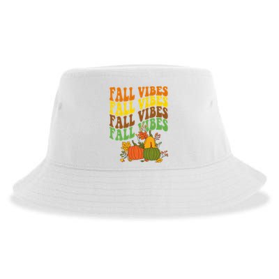 Fall Vibes Season Retro Pumpkin Sustainable Bucket Hat