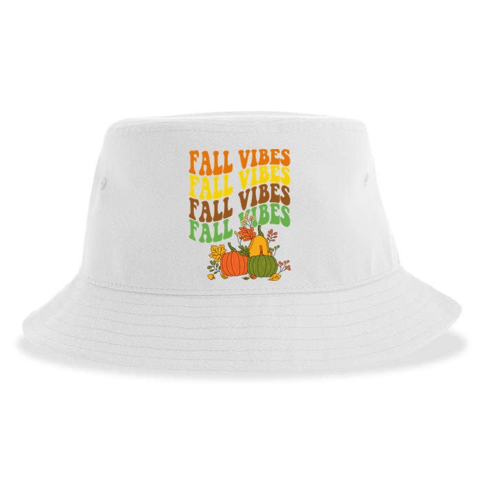 Fall Vibes Season Retro Pumpkin Sustainable Bucket Hat