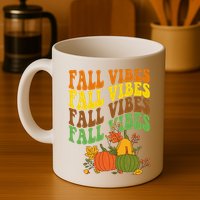 Fall Vibes Season Retro Pumpkin Mug