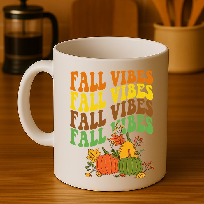 Fall Vibes Season Retro Pumpkin Mug