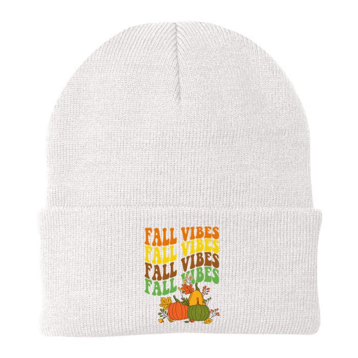 Fall Vibes Season Retro Pumpkin Beanie