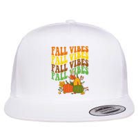 Fall Vibes Season Retro Pumpkin Flat Bill Trucker Hat