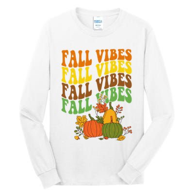 Fall Vibes Season Retro Pumpkin Tall Long Sleeve T-Shirt