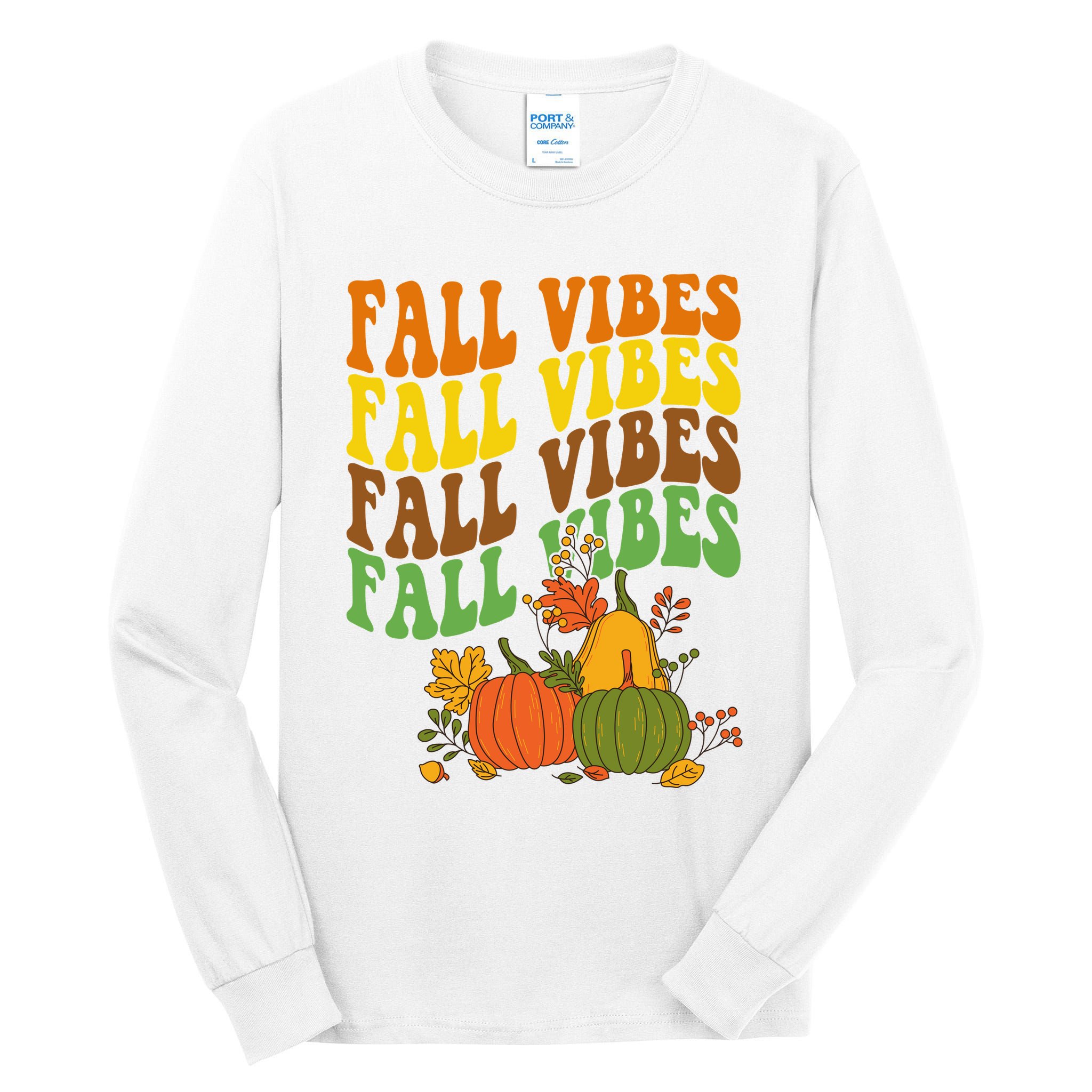 Fall Vibes Season Retro Pumpkin Tall Long Sleeve T-Shirt