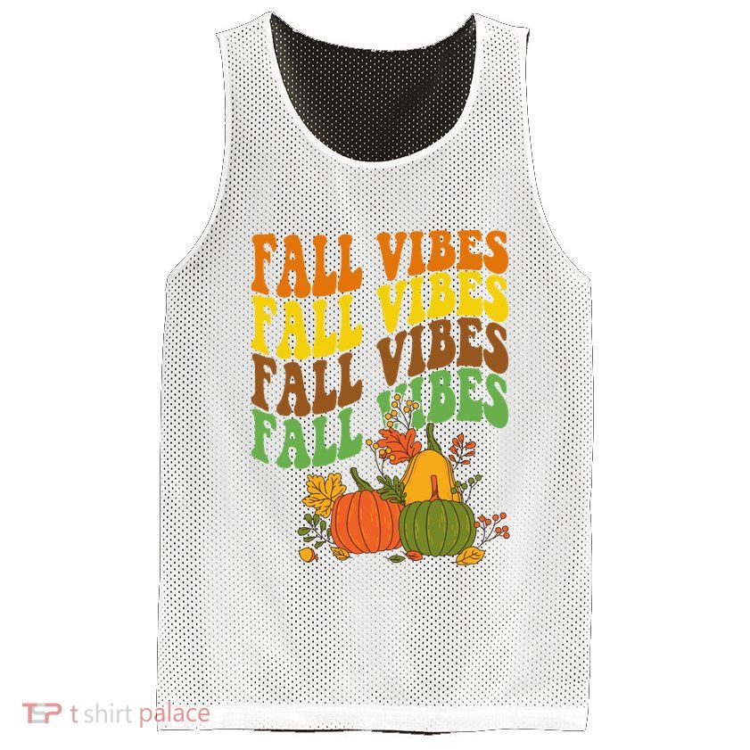 Fall Vibes Season Retro Pumpkin Mesh Reversible Basketball Jersey Tank