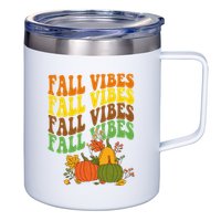 Fall Vibes Season Retro Pumpkin 12oz Stainless Steel Coffee Mug