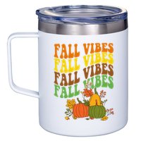Fall Vibes Season Retro Pumpkin 12oz Stainless Steel Coffee Mug