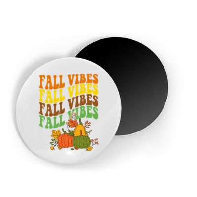Fall Vibes Season Retro Pumpkin Magnet