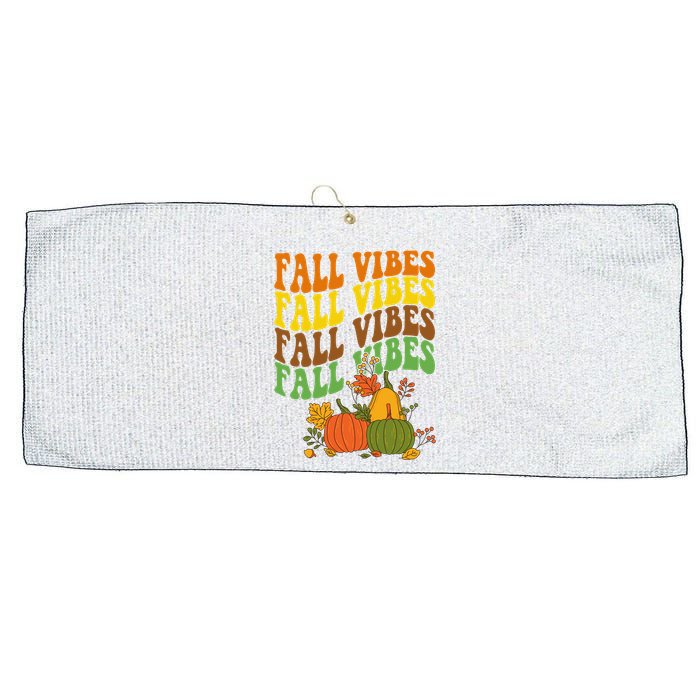 Fall Vibes Season Retro Pumpkin Large Microfiber Waffle Golf Towel