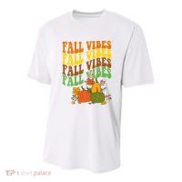 Fall Vibes Season Retro Pumpkin Youth Performance Sprint T-Shirt
