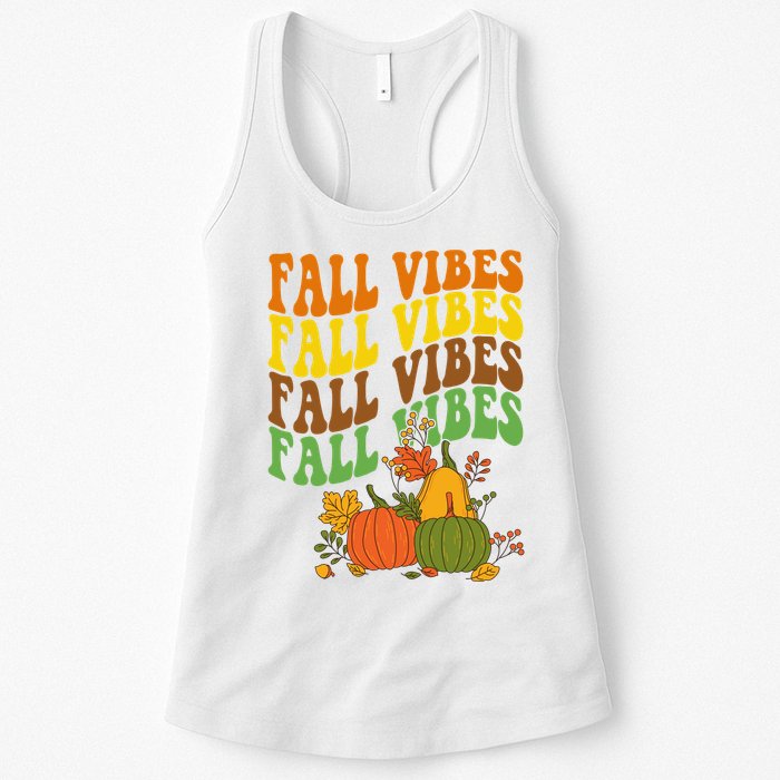 Fall Vibes Season Retro Pumpkin Womens Tank Top