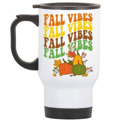 Fall Vibes Season Retro Pumpkin Stainless Steel Travel Mug