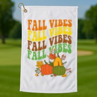 Fall Vibes Season Retro Pumpkin Golf Towel