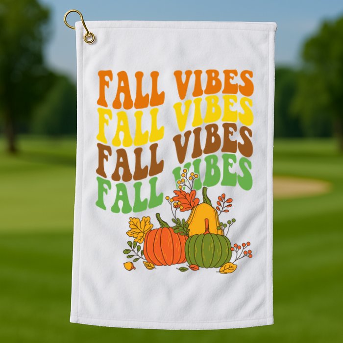 Fall Vibes Season Retro Pumpkin Golf Towel