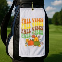 Fall Vibes Season Retro Pumpkin Golf Towel