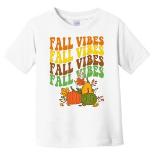 Fall Vibes Season Retro Pumpkin Toddler T-Shirt