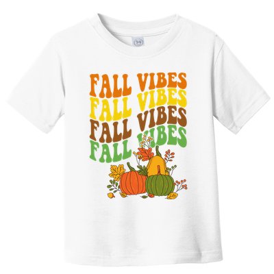 Fall Vibes Season Retro Pumpkin Toddler T-Shirt
