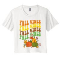Fall Vibes Season Retro Pumpkin Crop Top