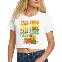 Fall Vibes Season Retro Pumpkin Crop Top