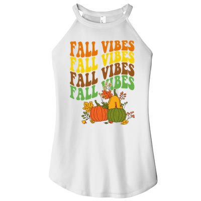 Fall Vibes Season Retro Pumpkin Women's Perfect Tri Rocker Tank