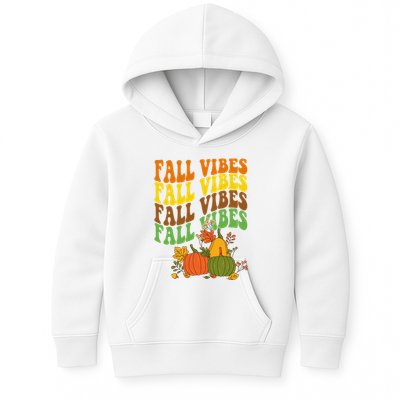 Fall Vibes Season Retro Pumpkin Kids Hoodie