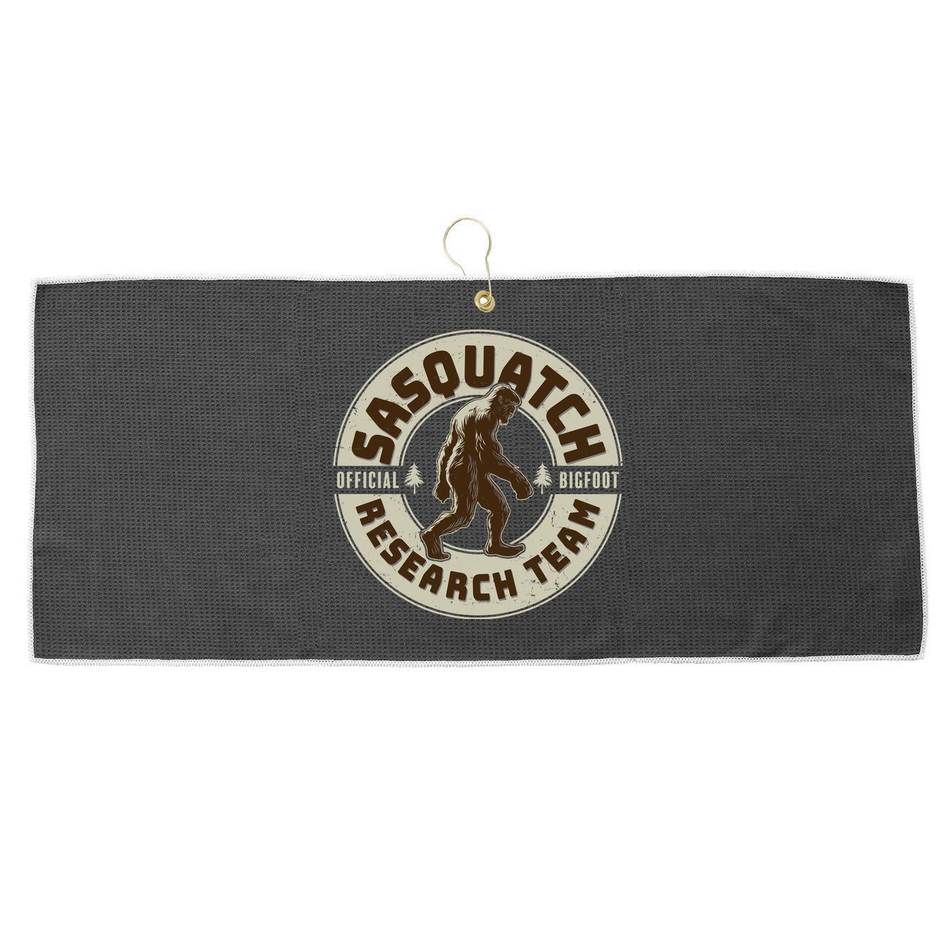 Funny Vintage Sasquatch Research Team Emblem Large Microfiber Waffle Golf Towel