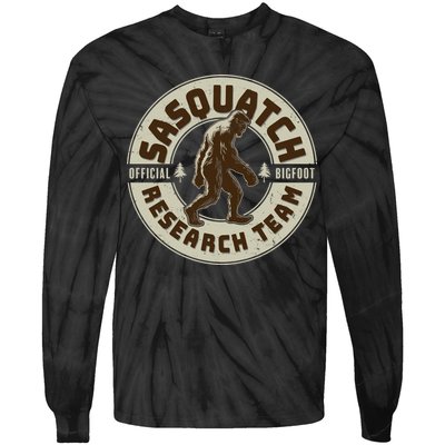 Funny Vintage Sasquatch Research Team Emblem Tie-Dye Long Sleeve Shirt