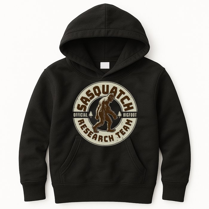 Funny Vintage Sasquatch Research Team Emblem Kids Hoodie